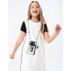 Girls White & Black Bag Dress, 1, hi-res