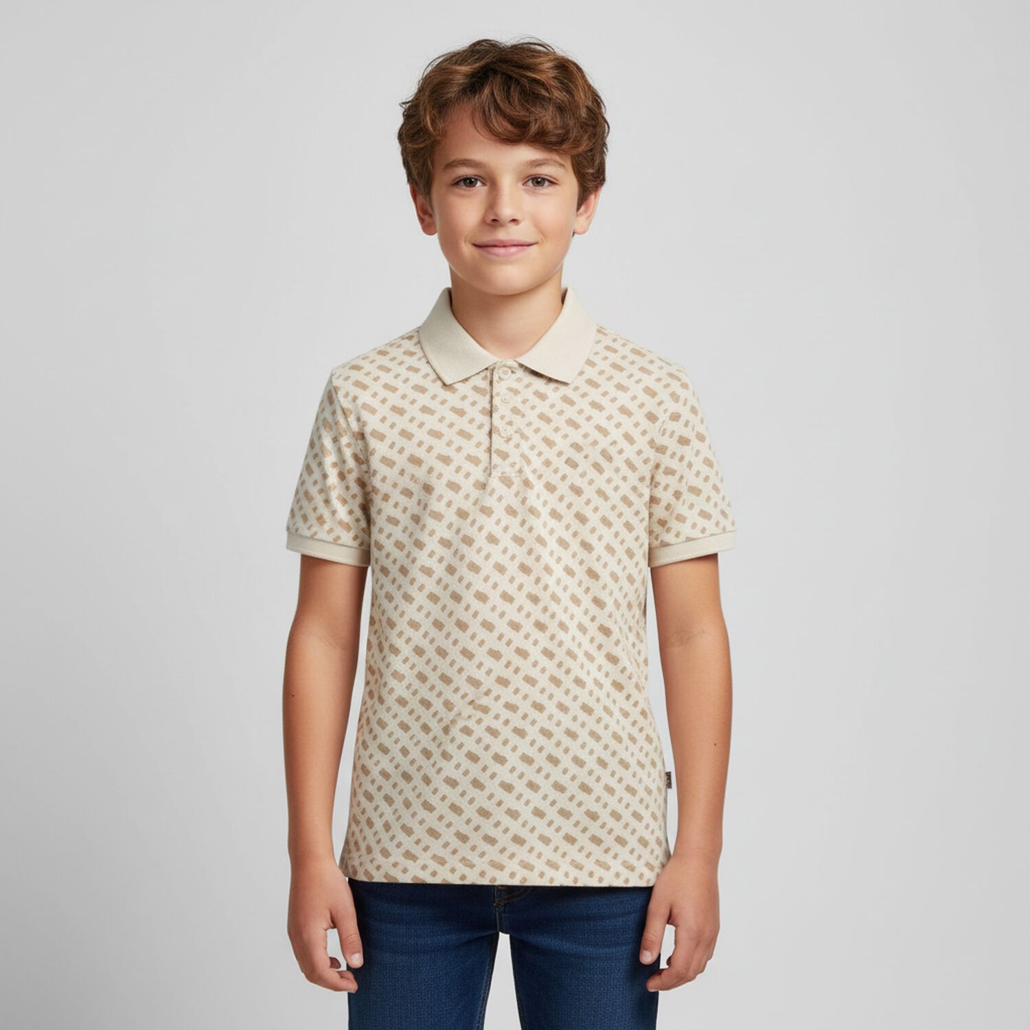 Boys Beige Logo Polo Shirt, 1, hi-res image number null