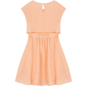 Girls Coral Crinkle Flared Dress