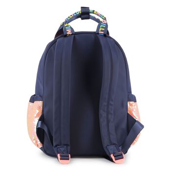 Girls Navy Blue Sequin Logo Backpack