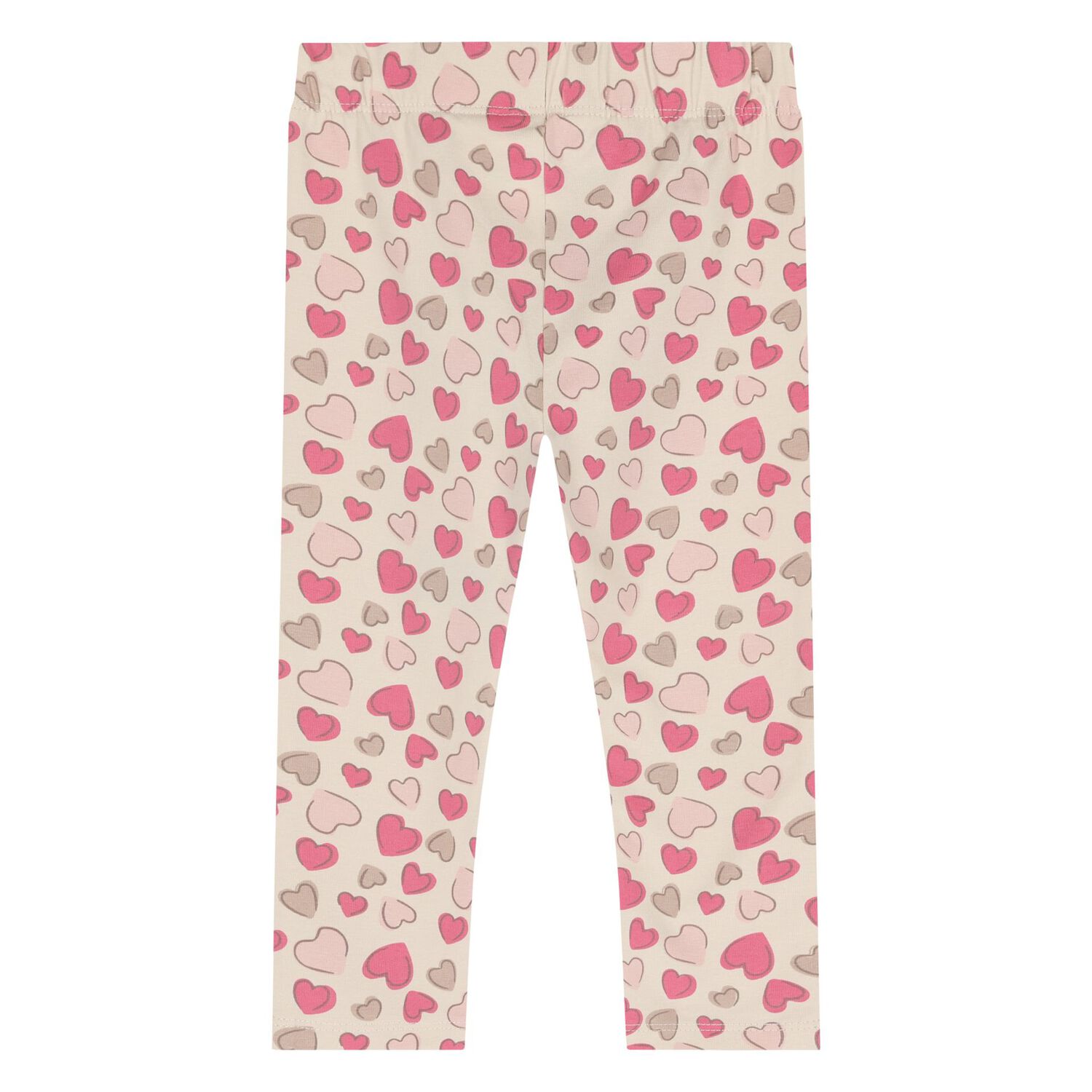 Younger Girls Beige Heart Leggings, 1, hi-res image number null