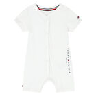 Baby Boys White Logo Romper, 2, hi-res