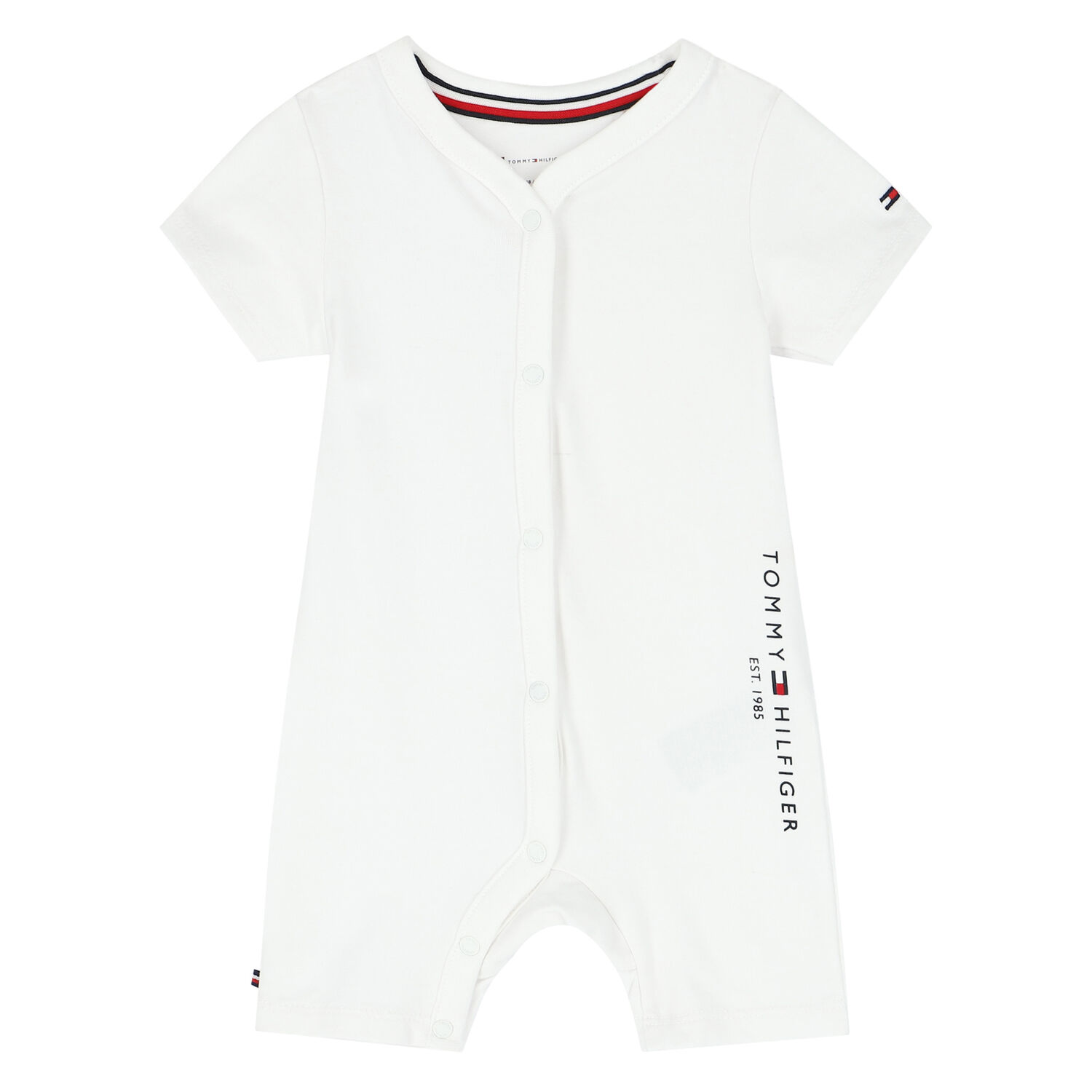 Baby Boys White Logo Romper, 2, hi-res