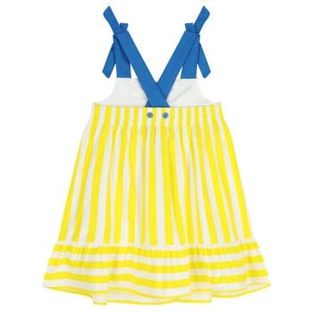 Girls White, Yellow & Blue Logo Dress