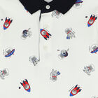 Younger Boys Ivory Teddy Bear & Cat Polo Shirt, 1, hi-res