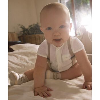 Baby Boys Beige & White Shorts Set