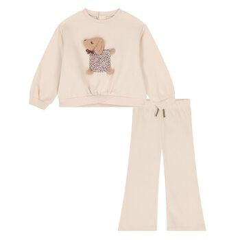 Younger Girls Beige Dog Tracksuit
