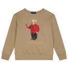 Boys Beige Logo Polo Bear Sweatshirt, 1, hi-res