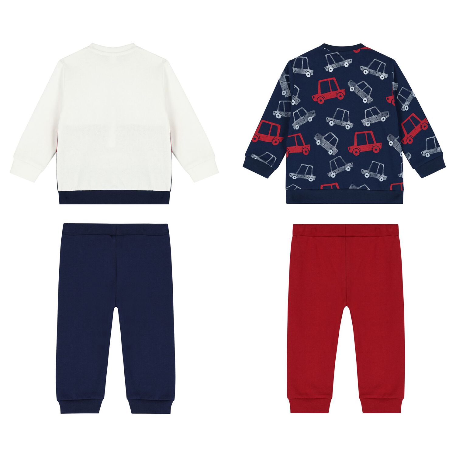 Baby Boys Ivory, Navy Blue & Red Tracksuits ( 2-Pack ), 1, hi-res