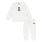 Younger White Teddy Bear Logo Tracksuit, 1, hi-res