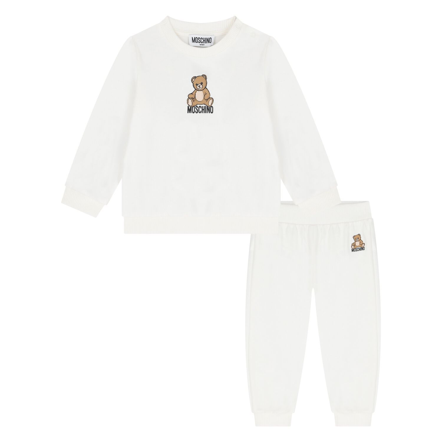 Younger White Teddy Bear Logo Tracksuit, 1, hi-res