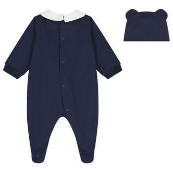 Navy Blue Teddy Bear Logo Babygrow Gift Set 