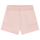 Girls Pink Logo Rhinestones Shorts, 1, hi-res