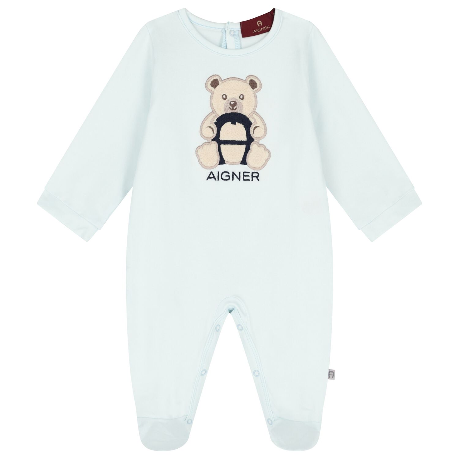 Baby Boys Blue Teddy Bear Logo Babygrow, 2, hi-res