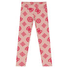 Girls Beige Logo Leggings, 1, hi-res
