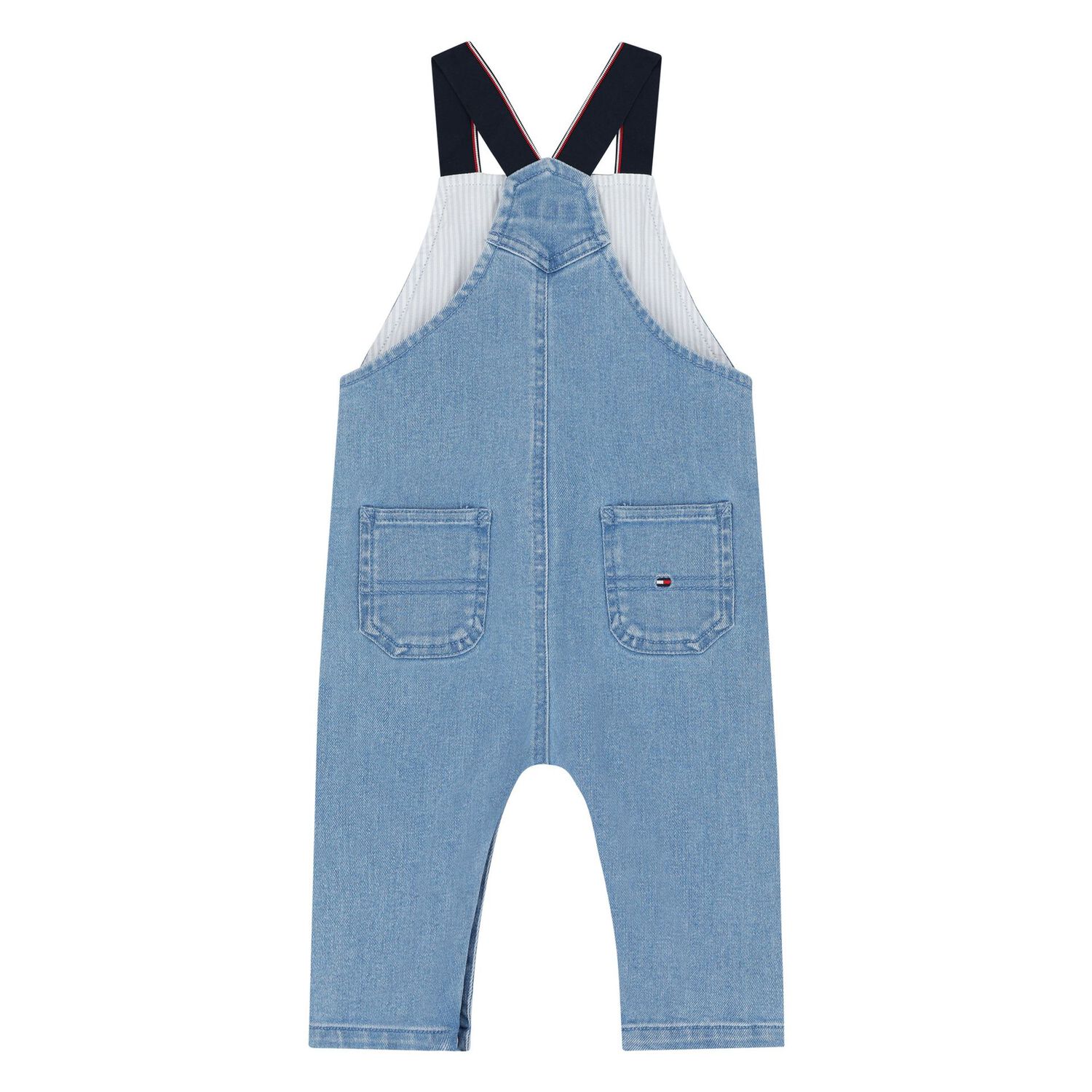 Baby Boys White & Blue Dungaree Set, 1, hi-res