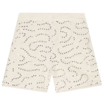 Girls Ivory Sequin Tweed Shorts 