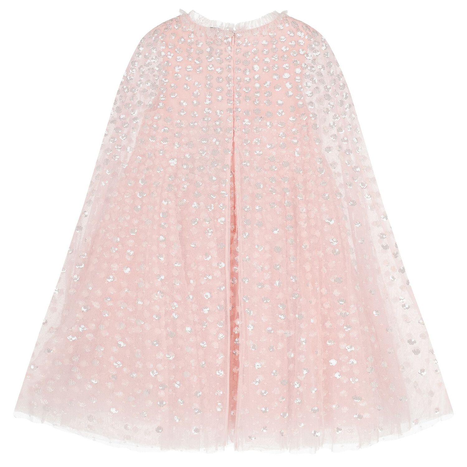 Girls Pink Sequin & Tulle Cape Dress , 1, hi-res