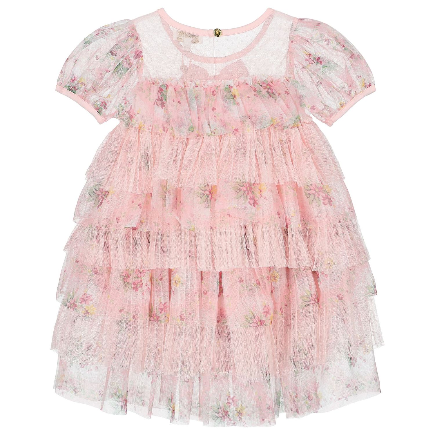 Girls Pink Pleated Tulle Dress, 2, hi-res