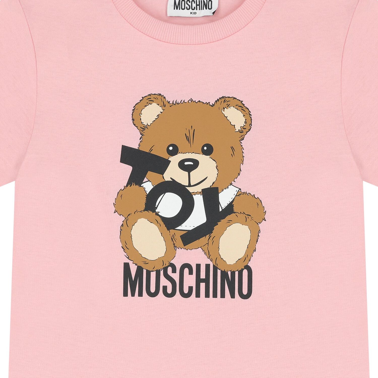 Girls Pink Teddy Bear Logo T-Shirt, 4, hi-res