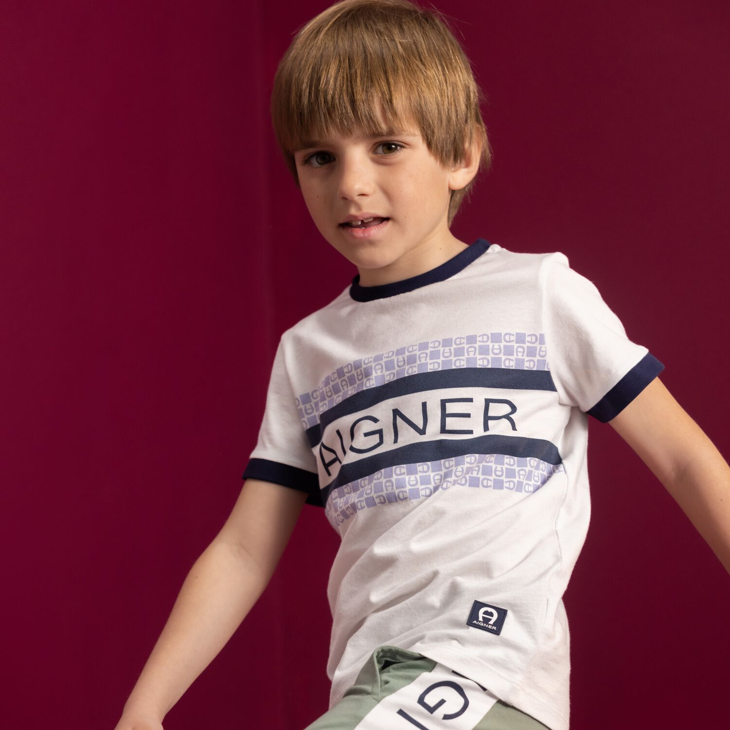 Boys White & Navy Logo T-Shirt, 1, hi-res