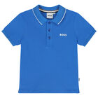 Younger Boys Blue Logo Polo Shirt, 3, hi-res