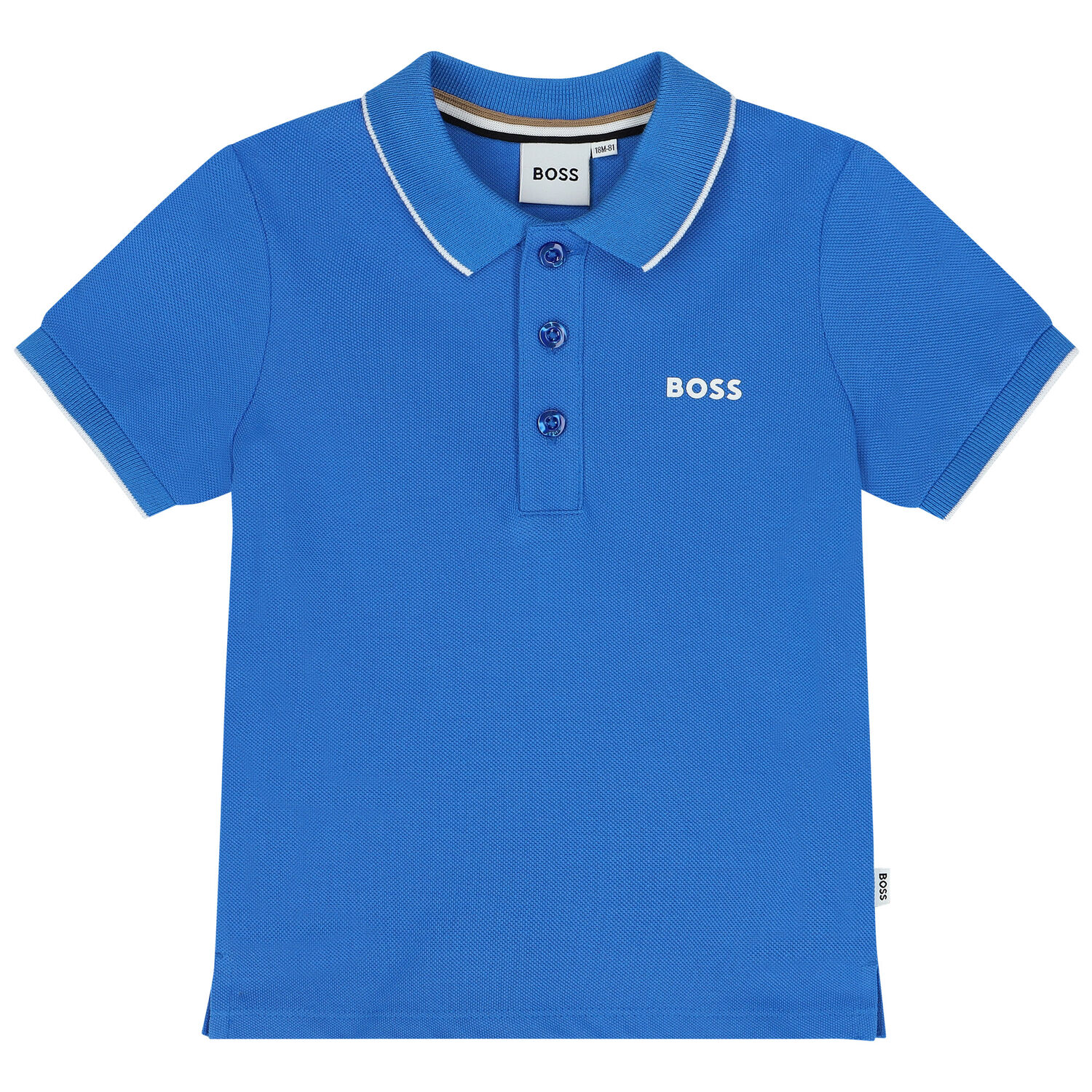 Younger Boys Blue Logo Polo Shirt, 3, hi-res
