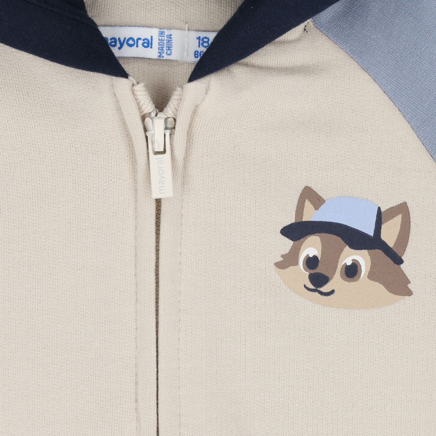 Younger Boys Blue, Beige & Navy Blue Fox Tracksuit Set, 1, hi-res