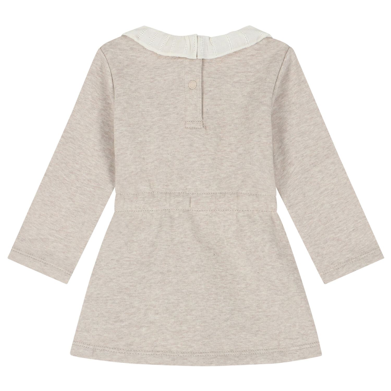 Baby Girls Beige Logo Dress, 1, hi-res