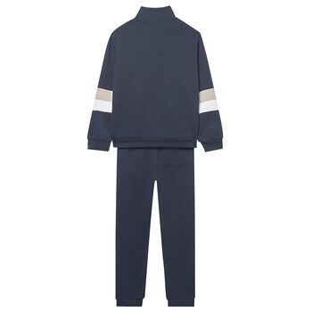 Boys Navy Blue Striped Tracksuit