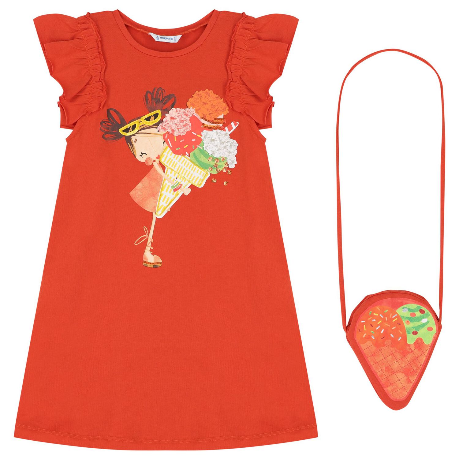 Girls Orange Dress Set, 3, hi-res image number null