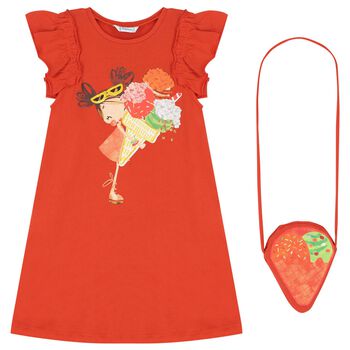 Girls Orange Dress Set