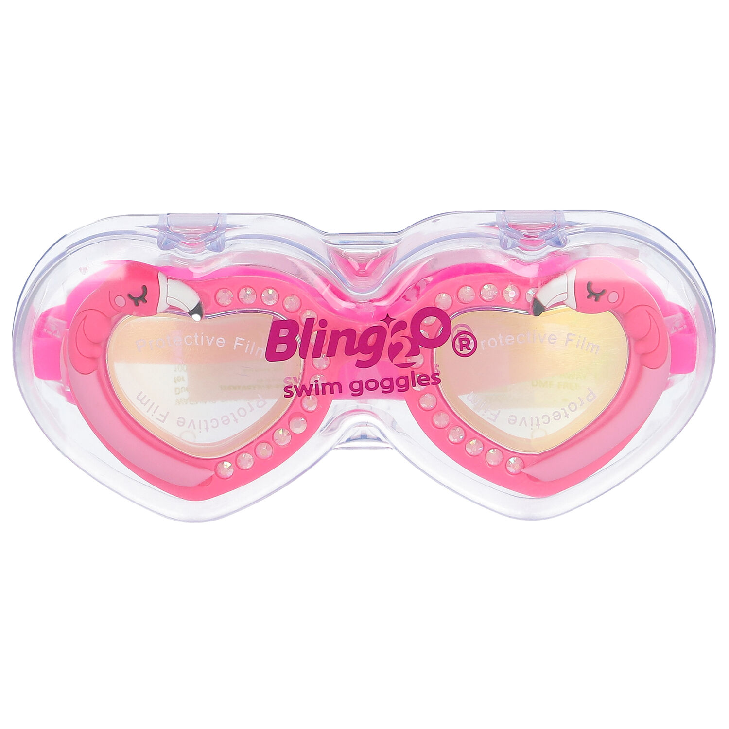 Girls Pink Heart Swimming Goggles, 1, hi-res