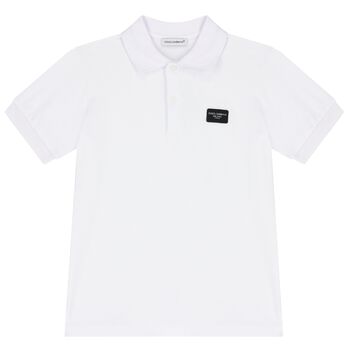 Boys White Logo Polo Shirt
