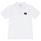 Boys White Logo Polo Shirt, 1, hi-res