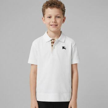 Boys White EKD Logo Polo Shirt