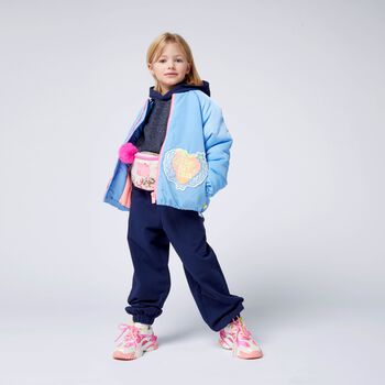 Girls Navy Blue Hooded Top