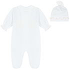 Baby Girls White Floral Babygrow Set, 1, hi-res