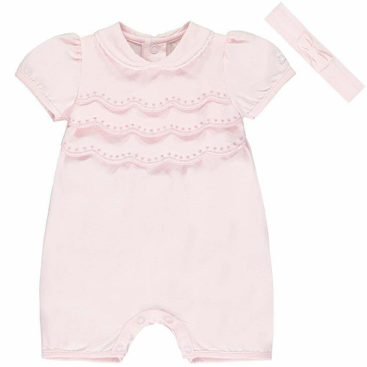 Baby Girls Pink Romper & Headband, 1, hi-res