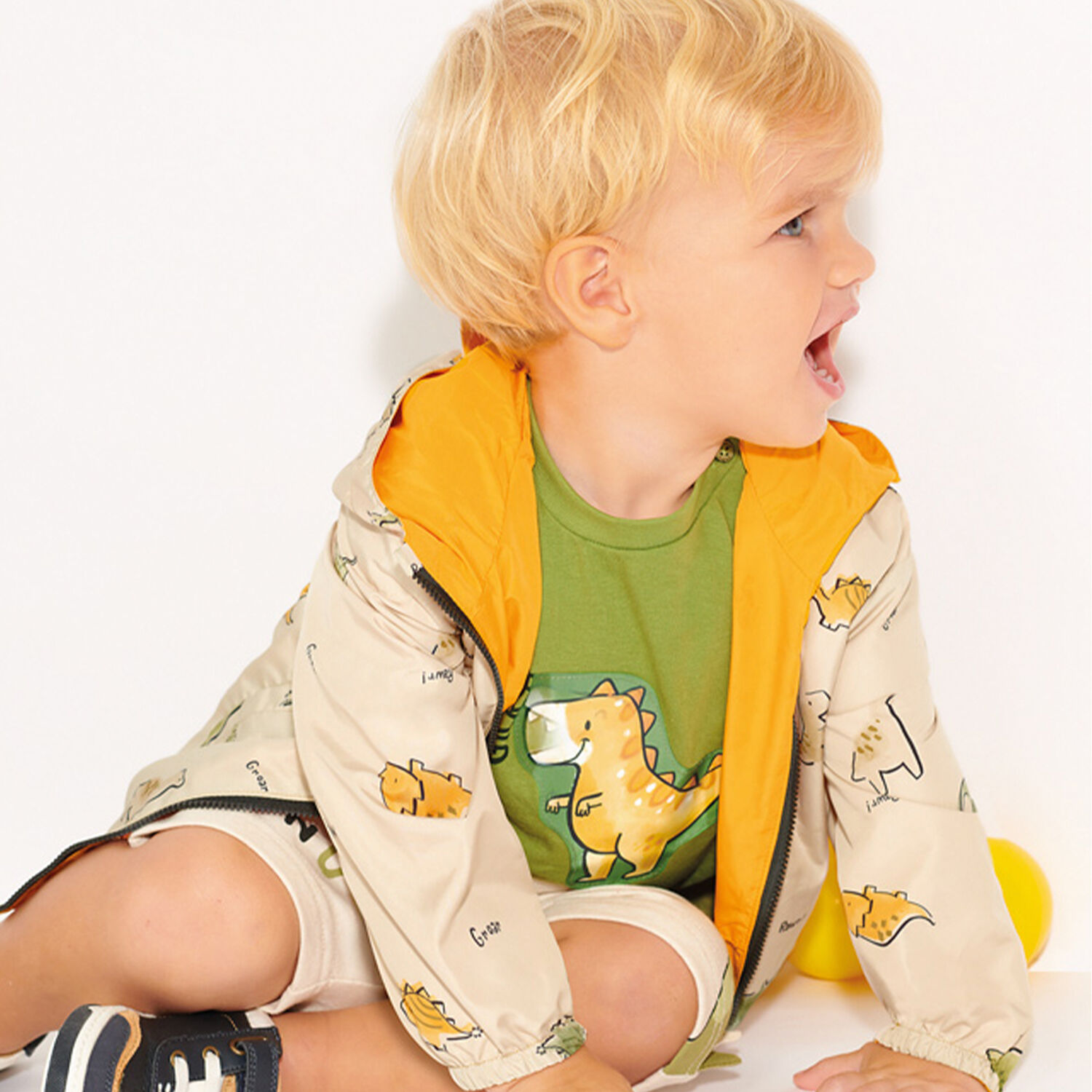 Younger Boys Green Dinosaur Holographic T-Shirt, 1, hi-res image number null