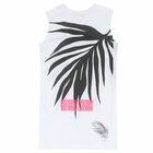 Girls White Printed Sleeveless Dress, 1, hi-res