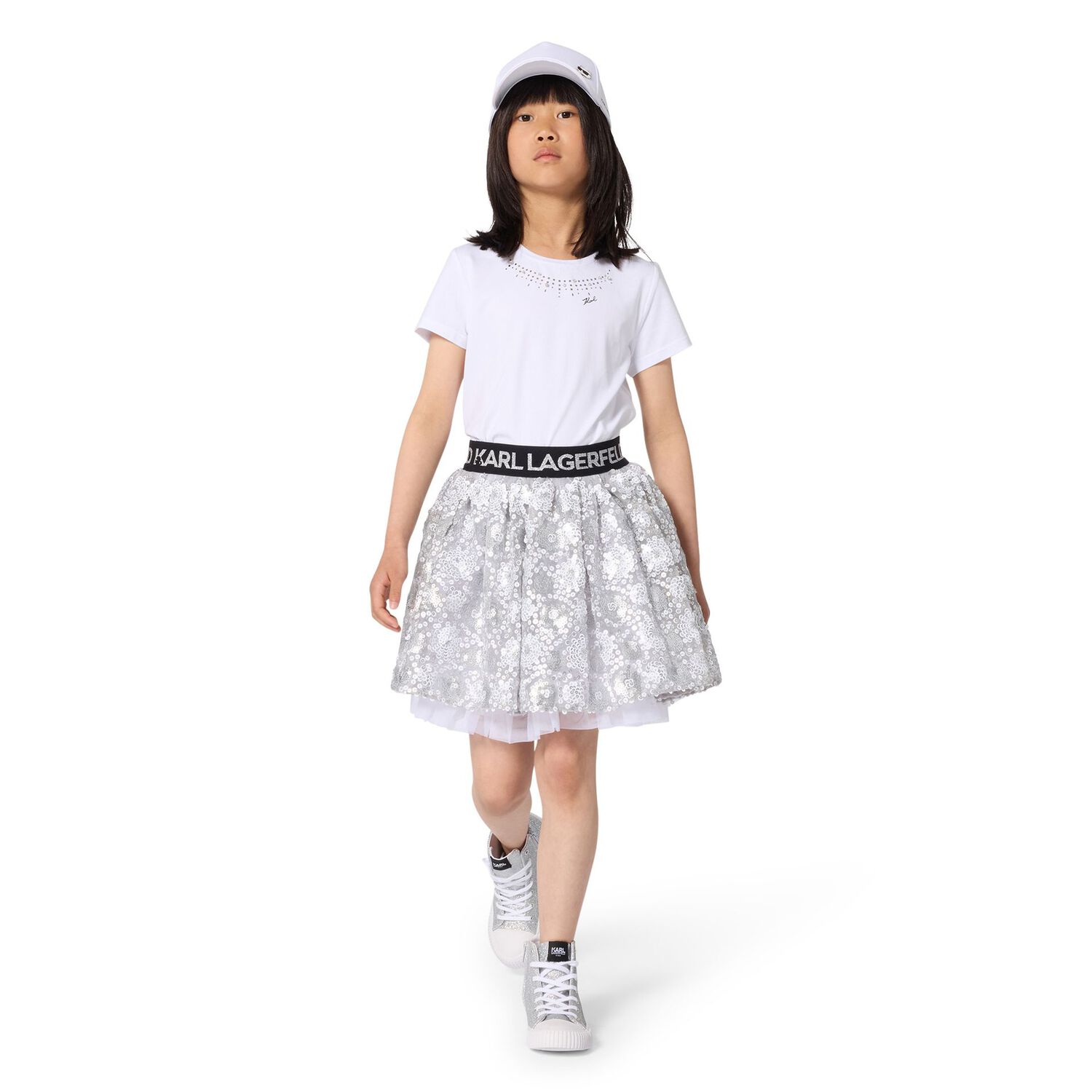 Girls Mini Me White Logo T-Shirt, 1, hi-res