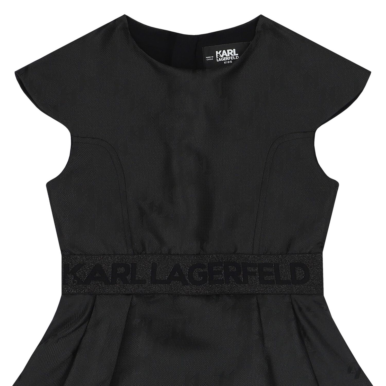 Girls Black Logo Jacquard Playsuit, 1, hi-res image number null