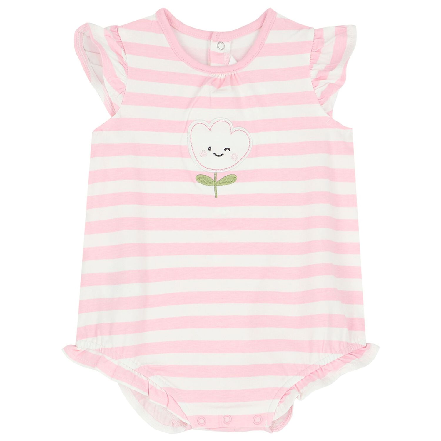 Baby Girls Pink & White Rompers ( 3-Pack ), 1, hi-res