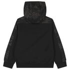 Boys Black Logo Hooded Top, 1, hi-res