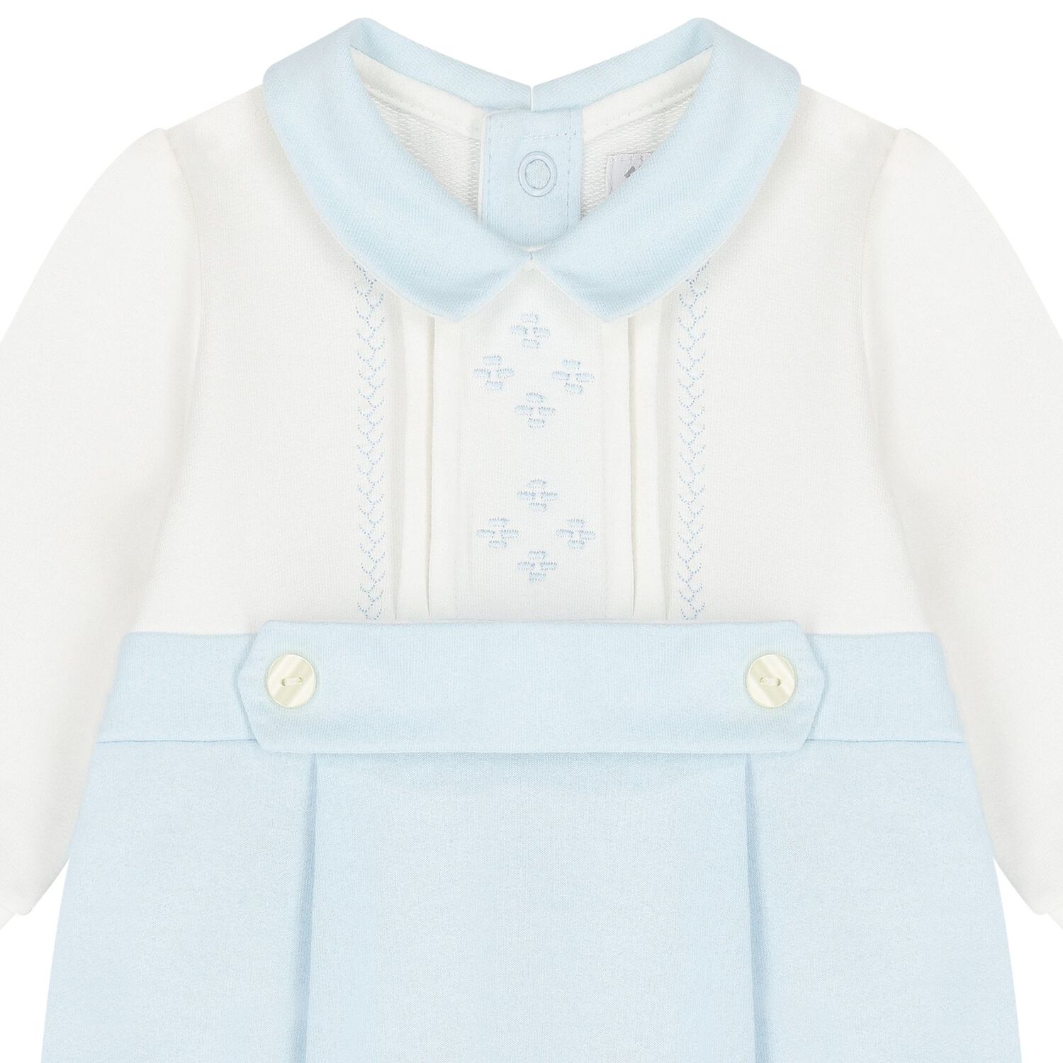 Baby Boys White & Blue Romper, 1, hi-res