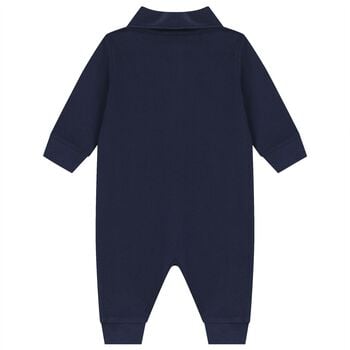 Baby Boys Navy Blue Pony Logo Romper