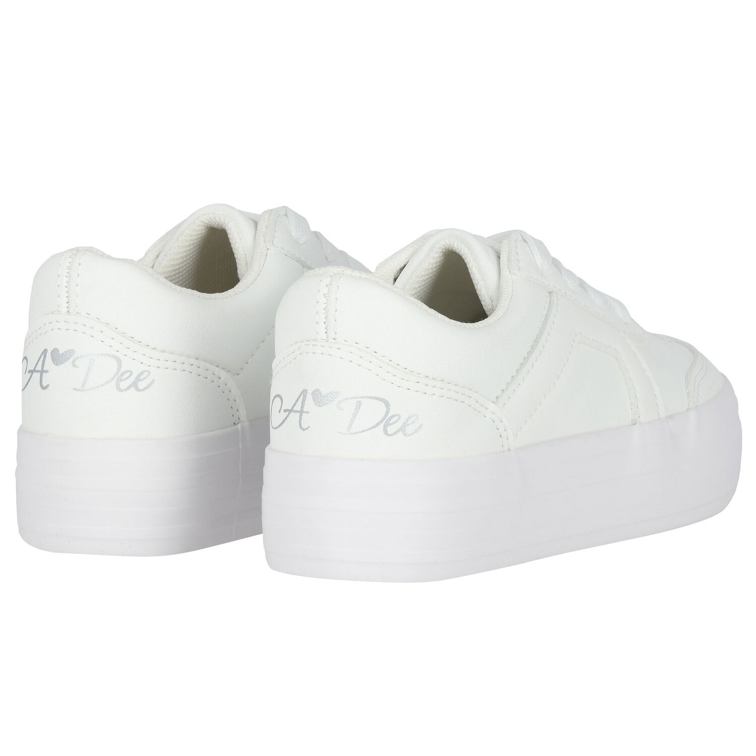 Girls White Chunky Faux Leather Platform Trainers, 1, hi-res image number null