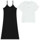 Girls Mini Me White & Black Logo Dress Set, 1, hi-res