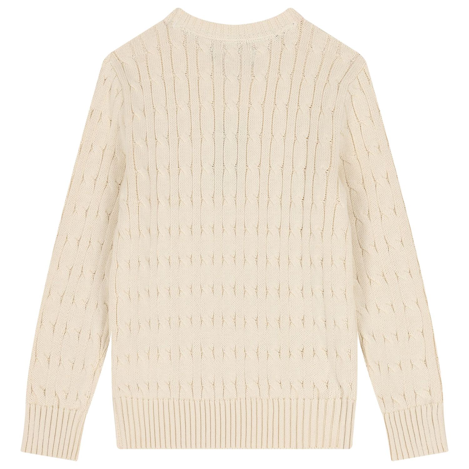Ivory Logo Cable Knit Jumper, 1, hi-res